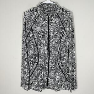 Athleta Pacifica Illume UPF Jacket Full Zip Womens Large Tall LT Black White